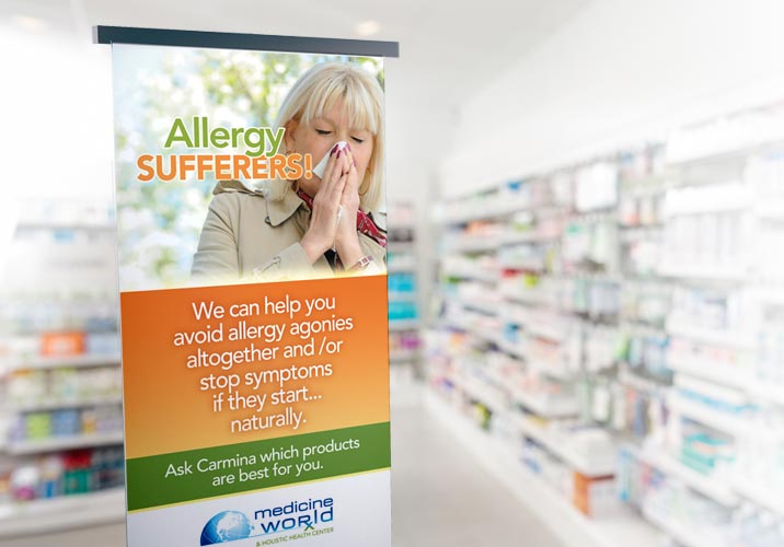 in-store display sign for Medicine Worldr