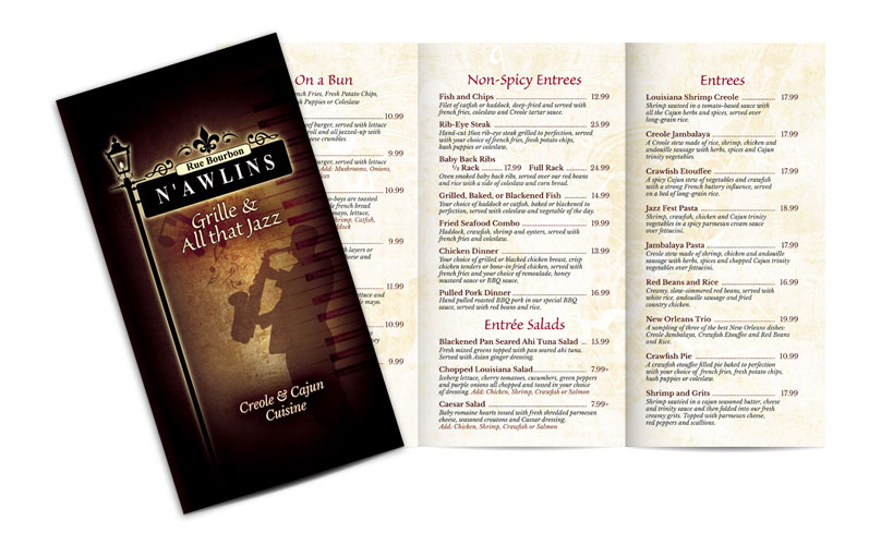 Menu for N'awlins Grille