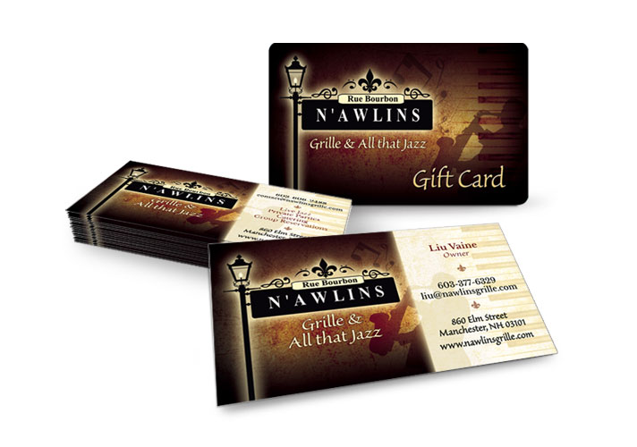 Business and gift cards for N'awlins Grille